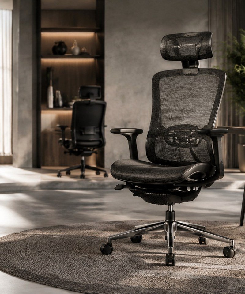 Ergonomic office chair in a modern workspace