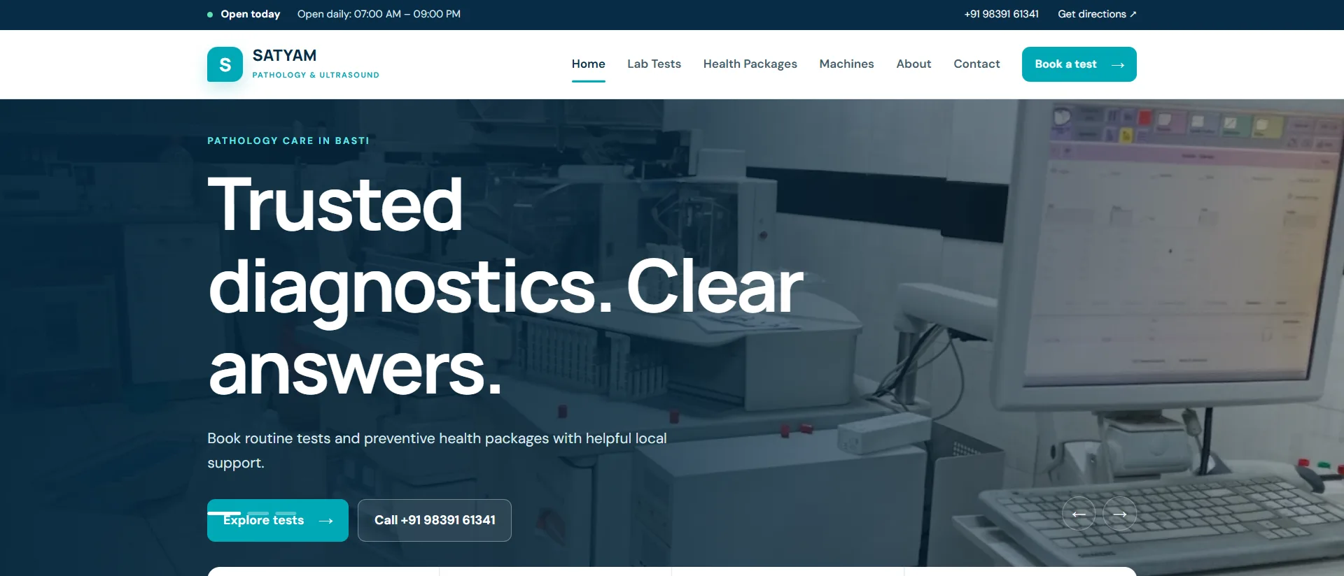 Satyam Pathology Lab project screenshot