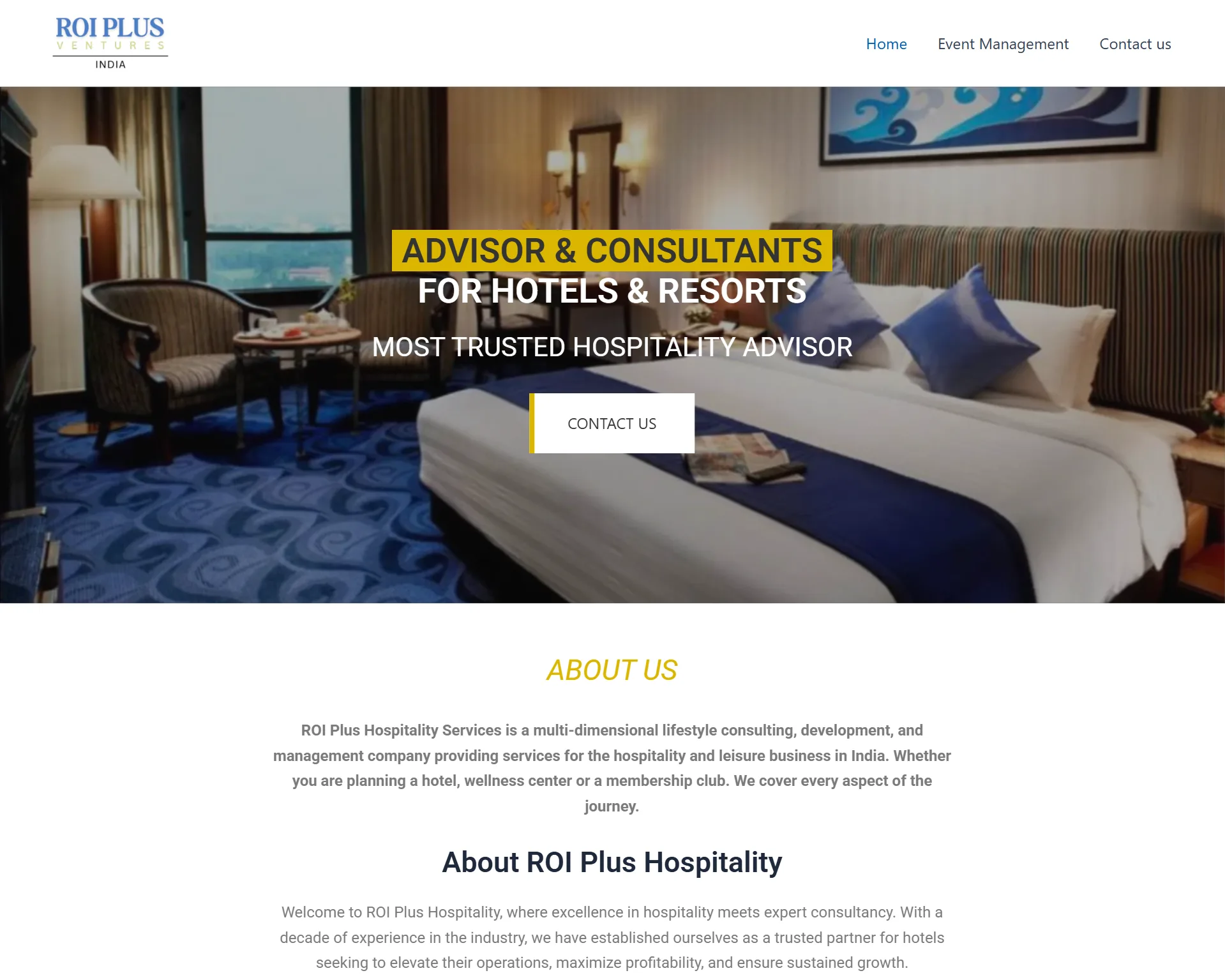 Full-page preview of ROI Plus website