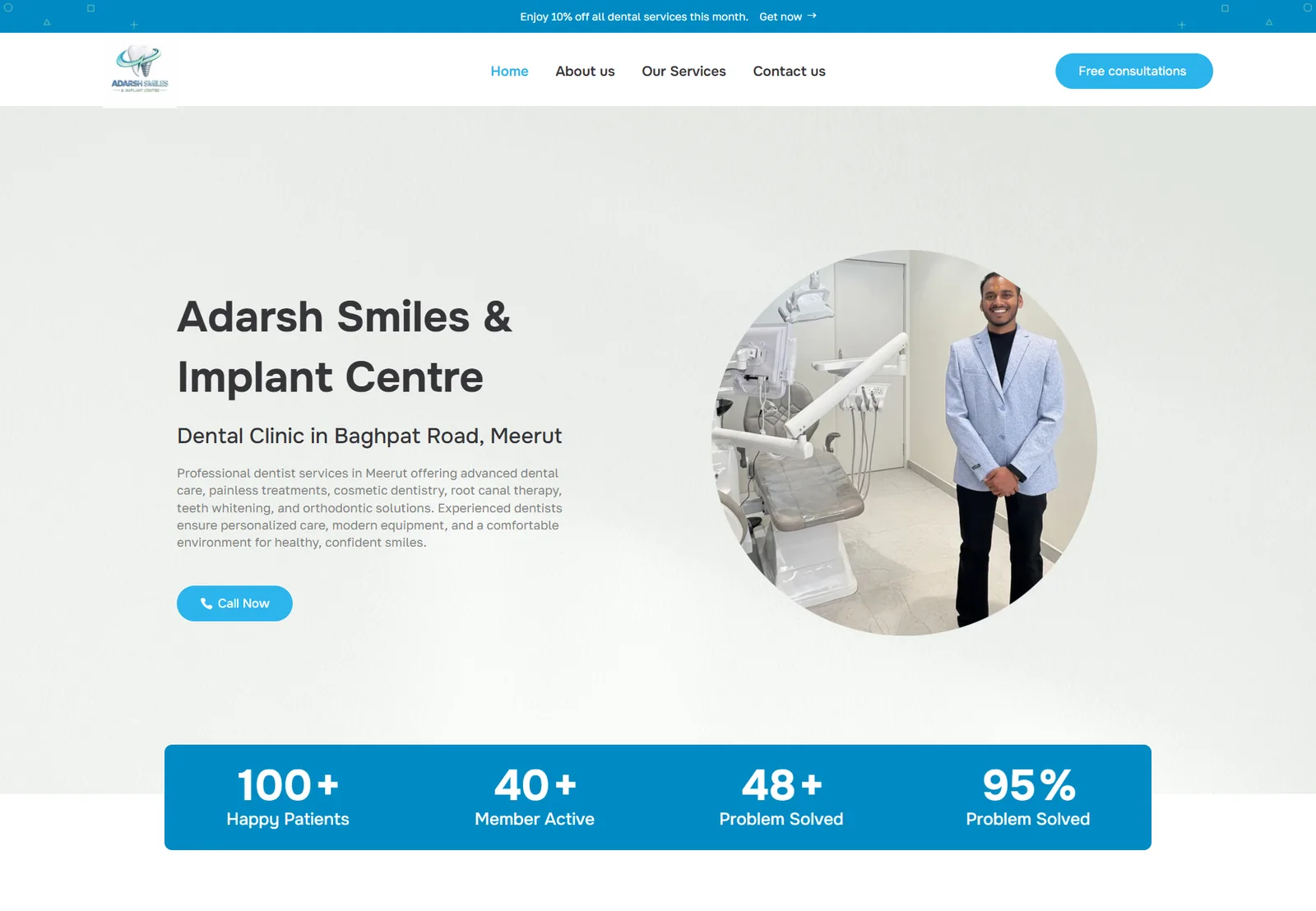 Full-page preview of Adarsh Smiles website