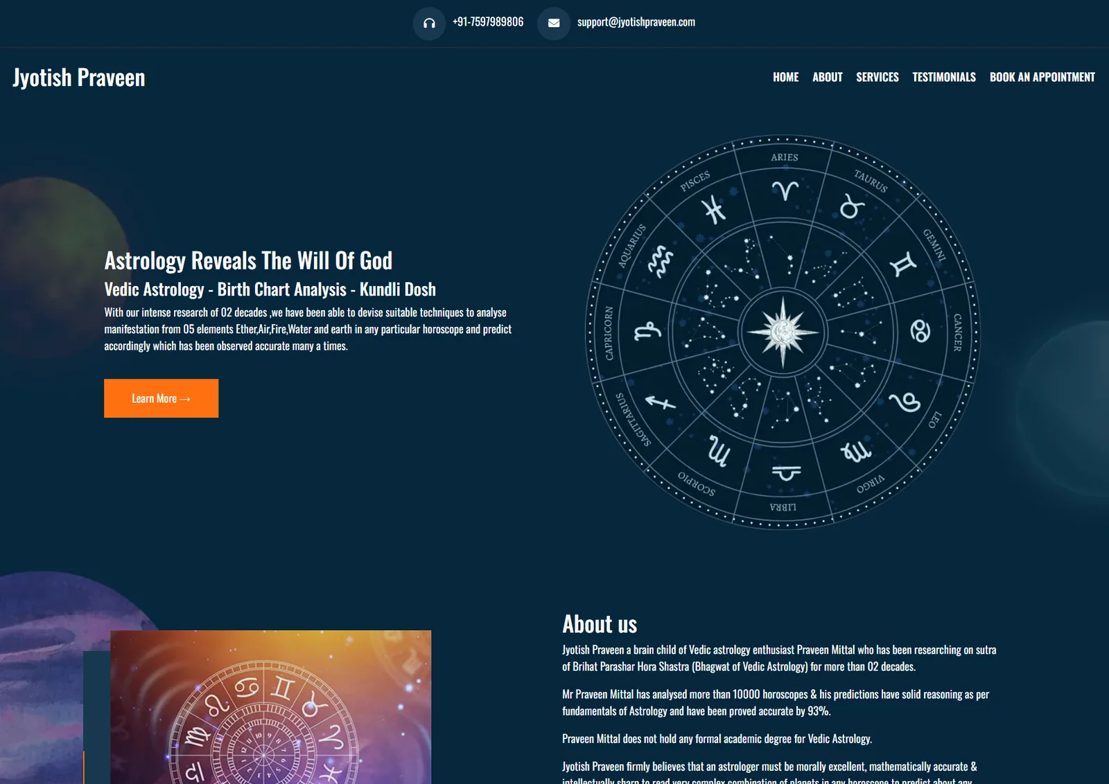 Full-page preview of Jyotish Praveen website